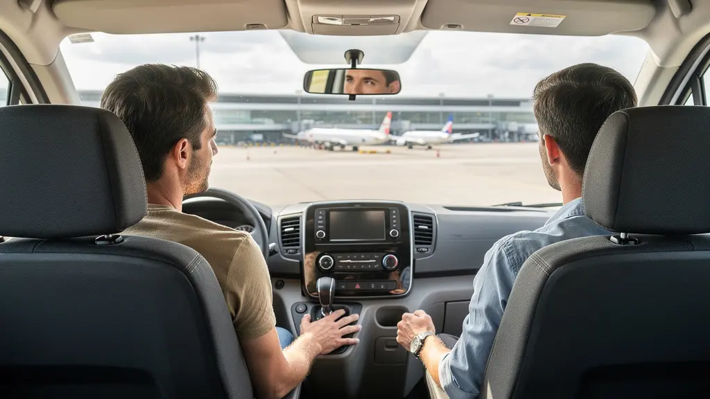 Intérieur confortable d'une navette de transfert aéroport avec passagers détendus